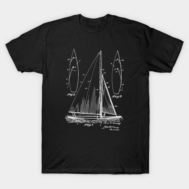 Sailing Boat Vintage Patent Hand Drawing T-Shirt by TheYoungDesigns